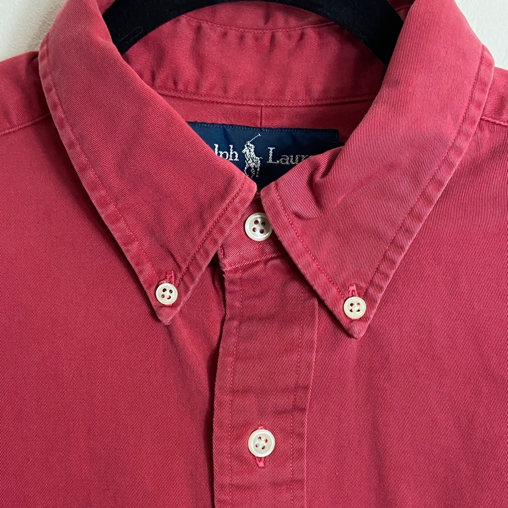 Ralph Lauren Men's Blake Casual Red Cotton Button Down Shirt Large